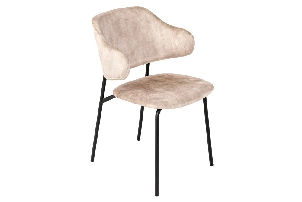 Moderner Stuhl MODA Samt champagner greige Metallbeine