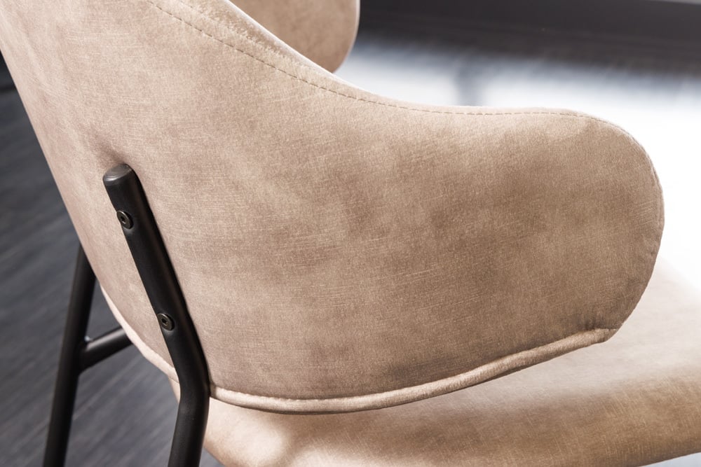 Moderner Stuhl MODA Samt champagner greige Metallbeine