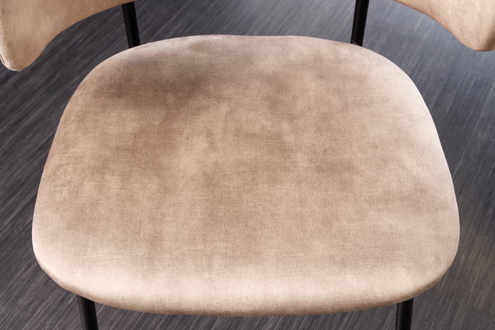 Moderner Stuhl MODA Samt champagner greige Metallbeine