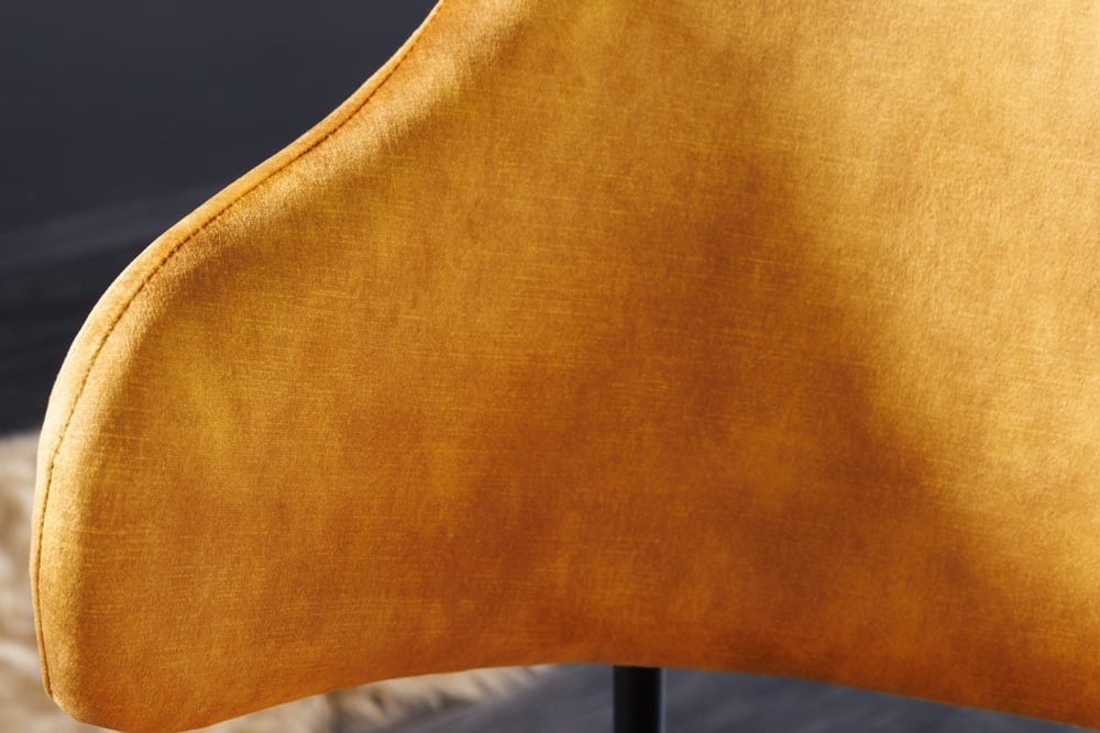 Moderner Stuhl MODA senfgelb Samt Metallbeine