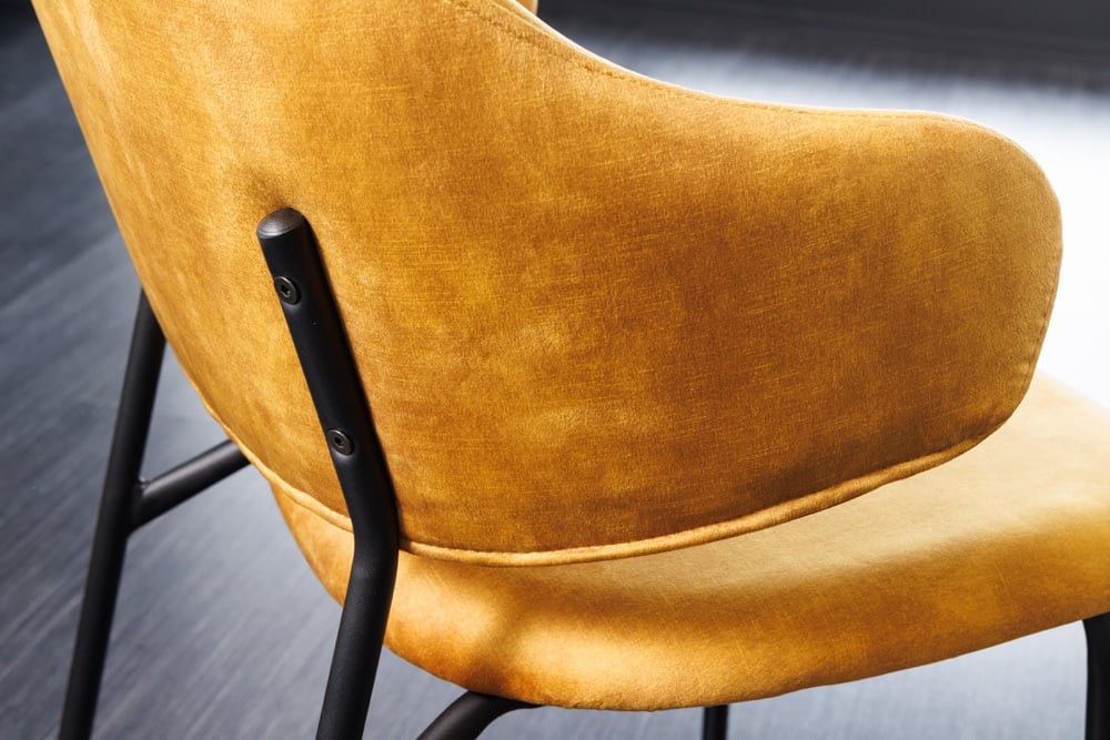 Moderner Stuhl MODA senfgelb Samt Metallbeine