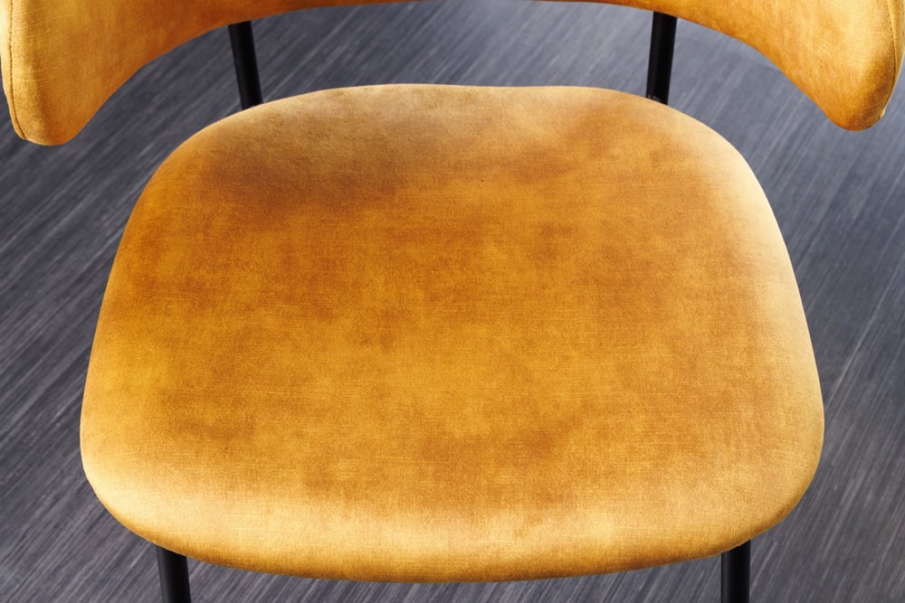 Moderner Stuhl MODA senfgelb Samt Metallbeine