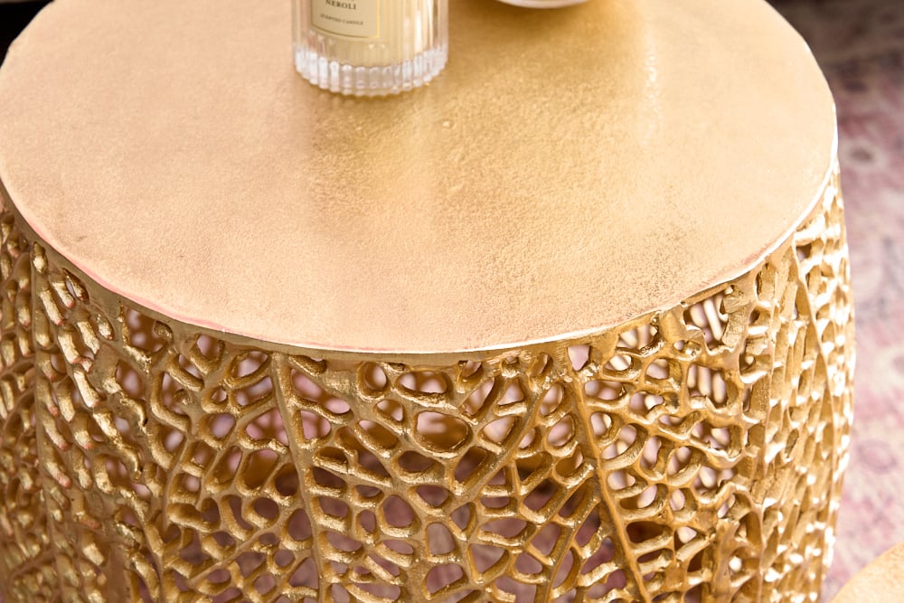 Extravagantes 2er Set Couchtisch RIXOS gold Metall Handarbeit