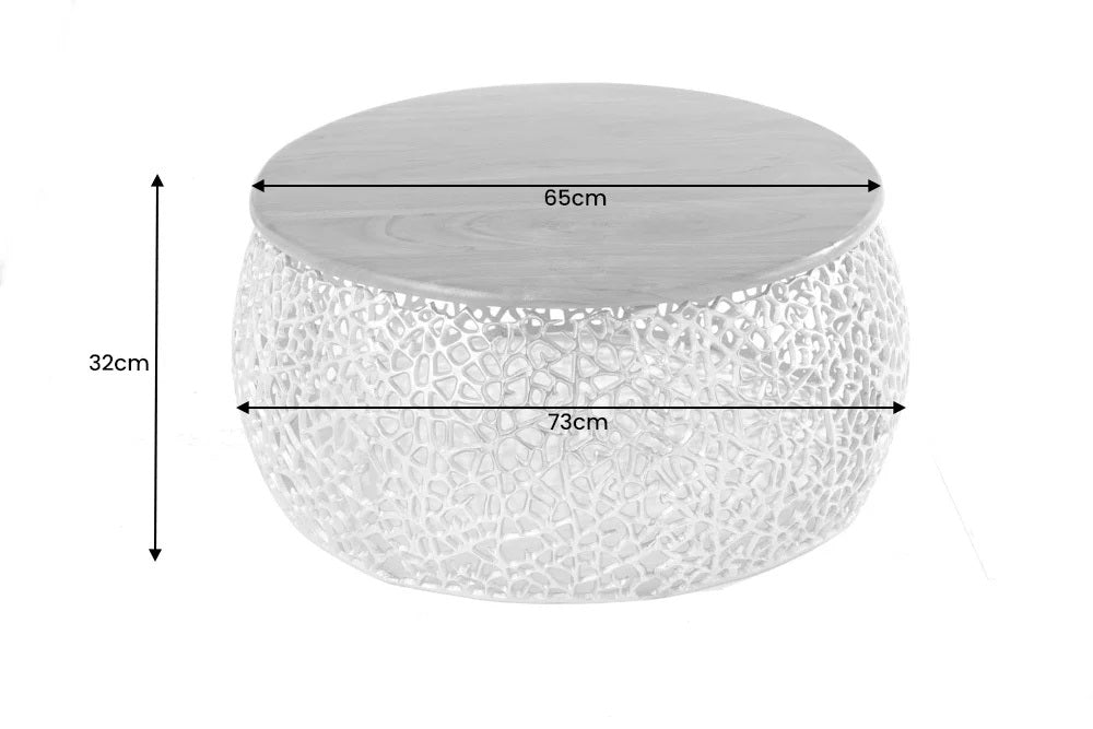 Extravaganter Couchtisch RIXOS ca.73cm gold Metall Akazie