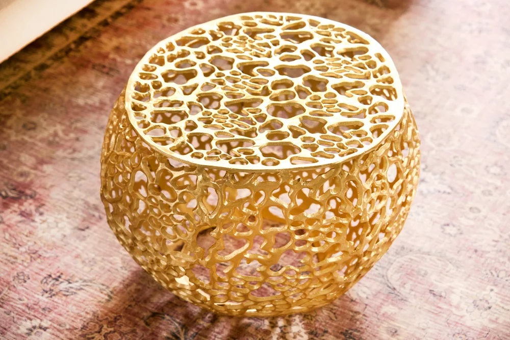Extravaganter Couchtisch RIXOS ca.53cm gold Metall Handarbeit