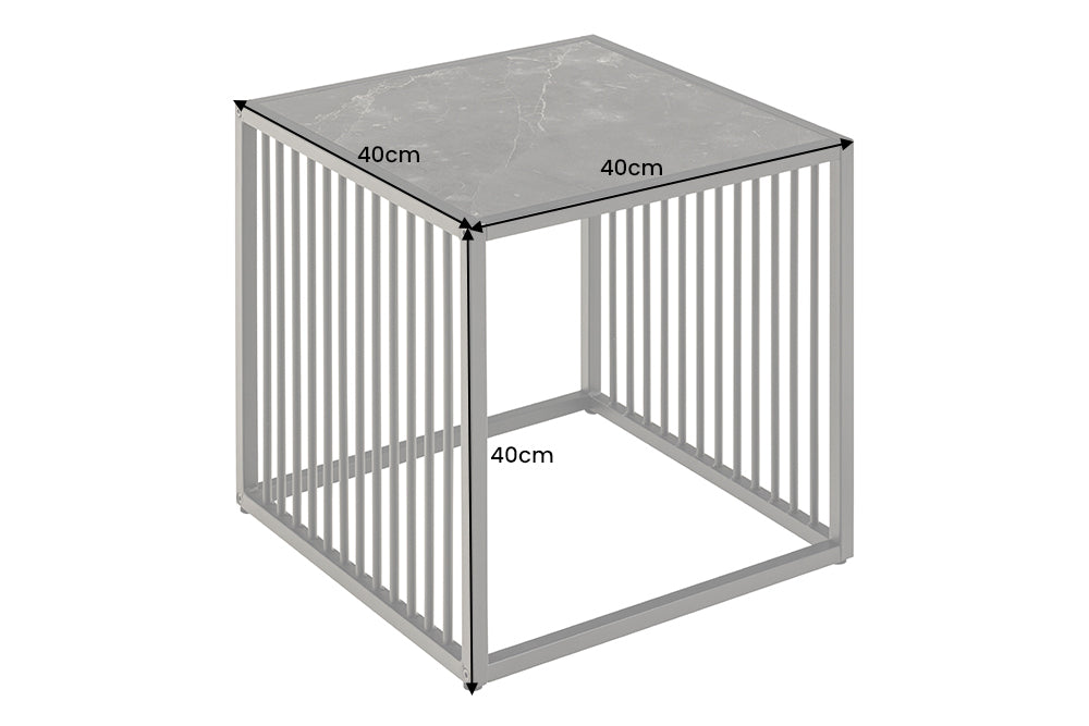 Moderner Beistelltisch STRIVE 40cm Marmor-Look Industrielles Design