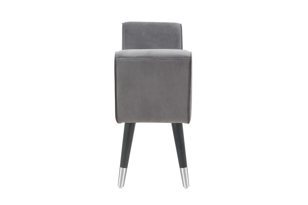 Elegante Sitzbank CAROLIN 90cm grau Samt Armlehne