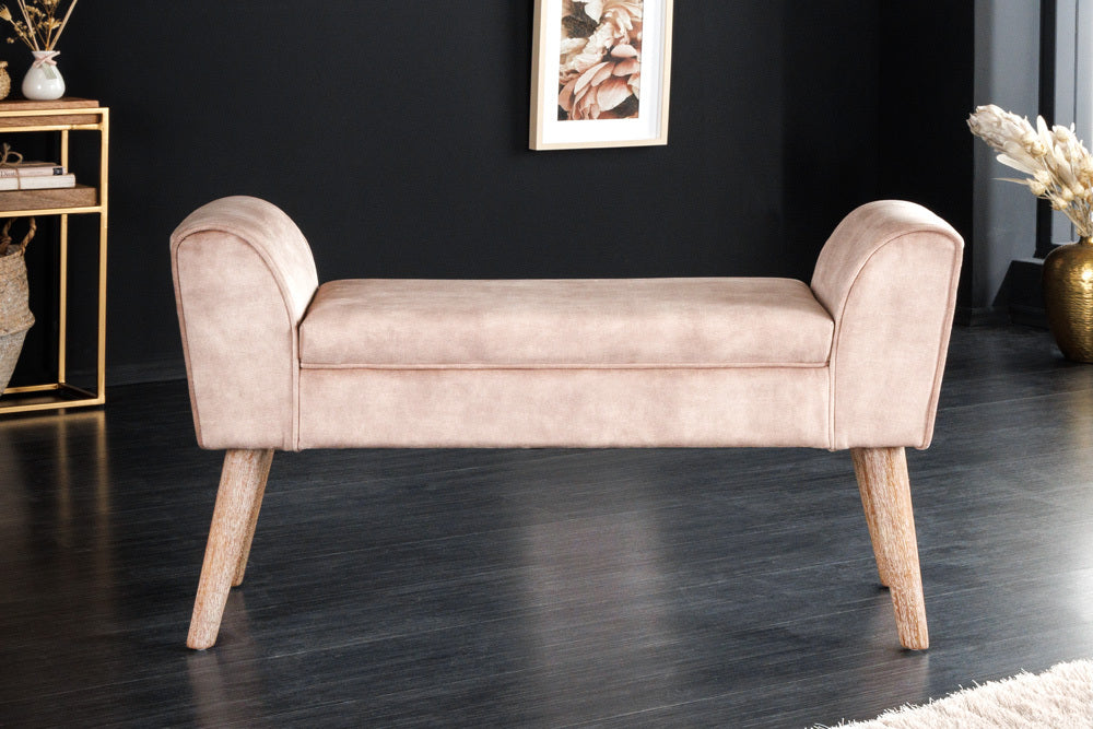 Elegante Sitzbank CAROLIN 90cm beige Samt