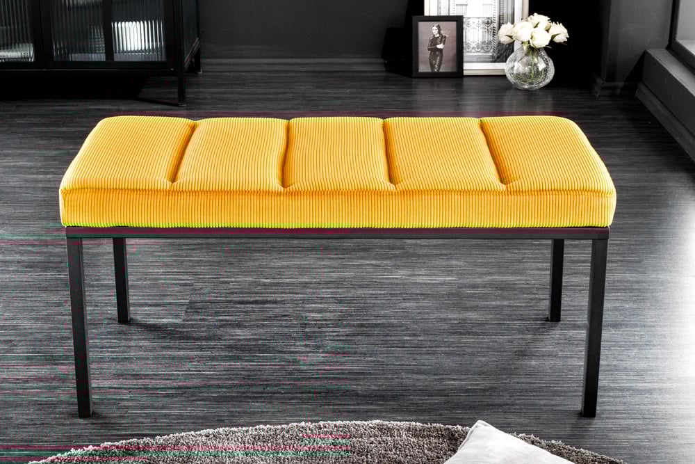 Elegante Sitzbank PLANO 80cm senf-gelb Cord