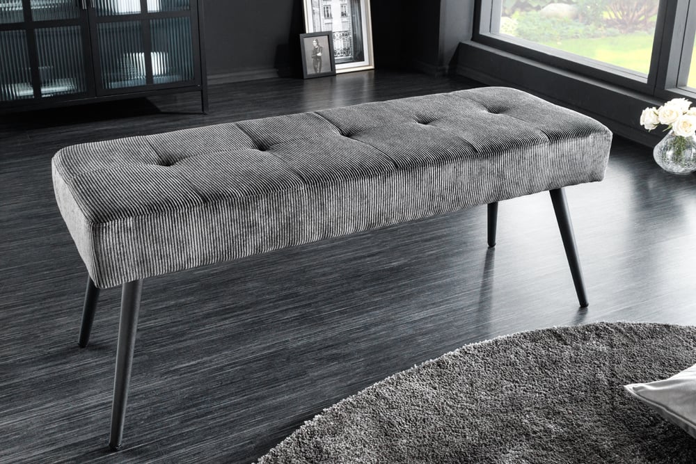 Moderne Sitzbank BELLE 100cm dunkel-grau Cord