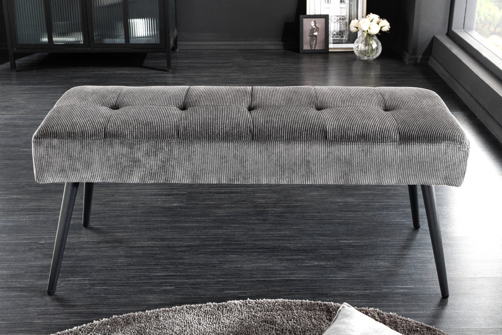 Moderne Sitzbank BELLE 100cm dunkel-grau Cord