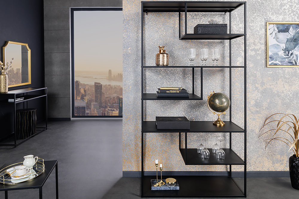 Elegantes Regal ACERO 180cm schwarz Metall Raumteiler