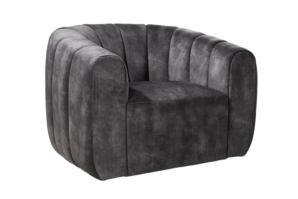 Bequemer Premium Drehsessel SALON Samt dunkelgrau Sessel