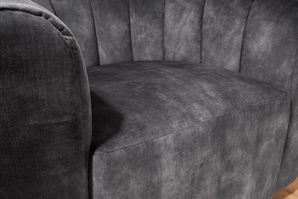 Bequemer Premium Drehsessel SALON Samt dunkelgrau Sessel