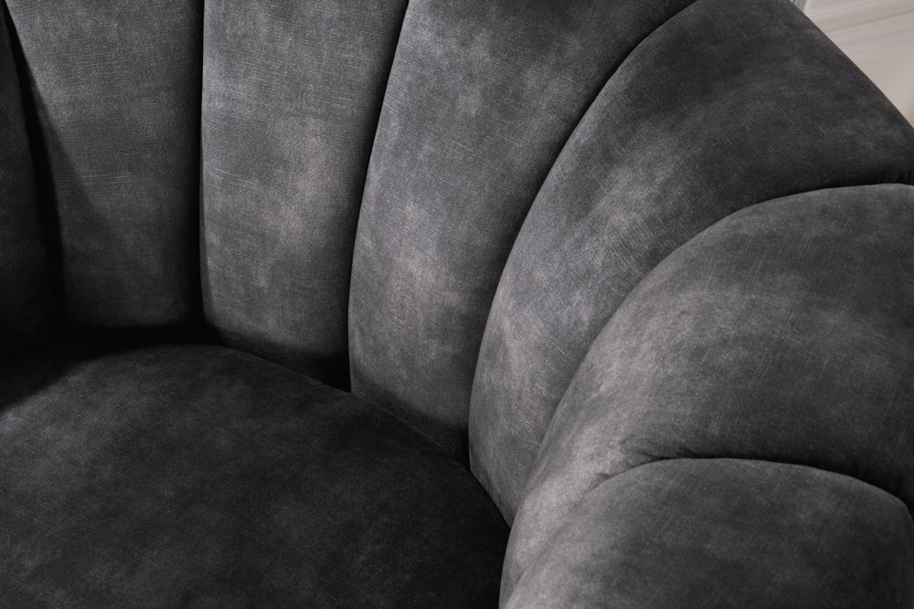 Bequemer Premium Drehsessel SALON Samt dunkelgrau Sessel