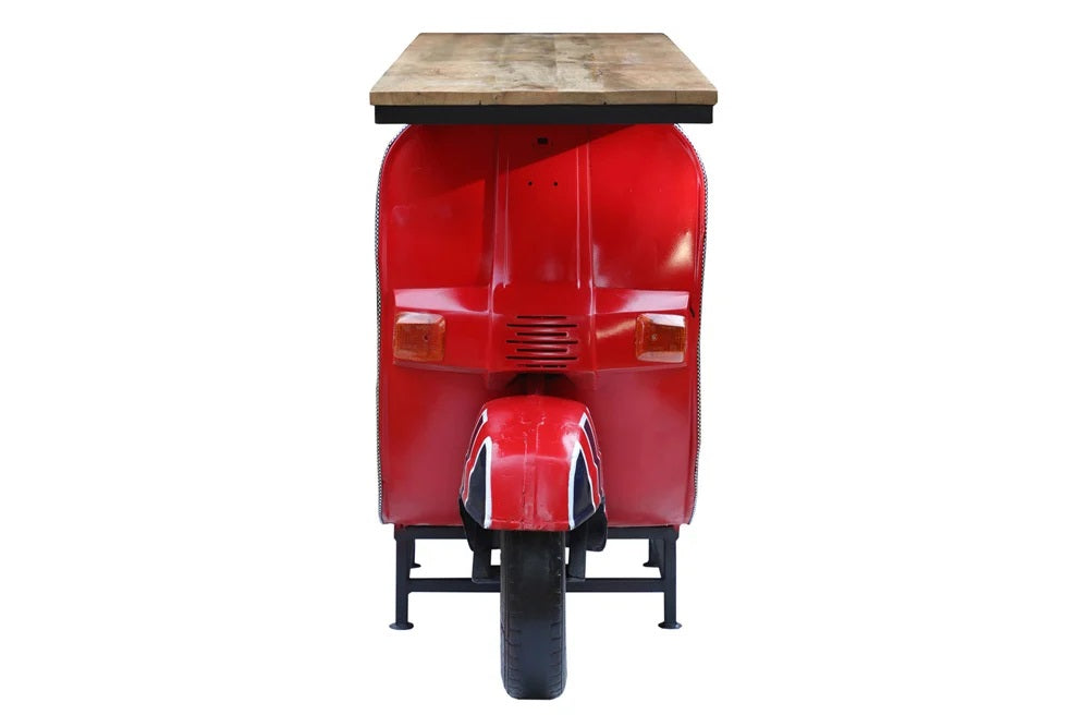 Retro-Tresen Theke SCOOTER 166cm rot Mangoholz