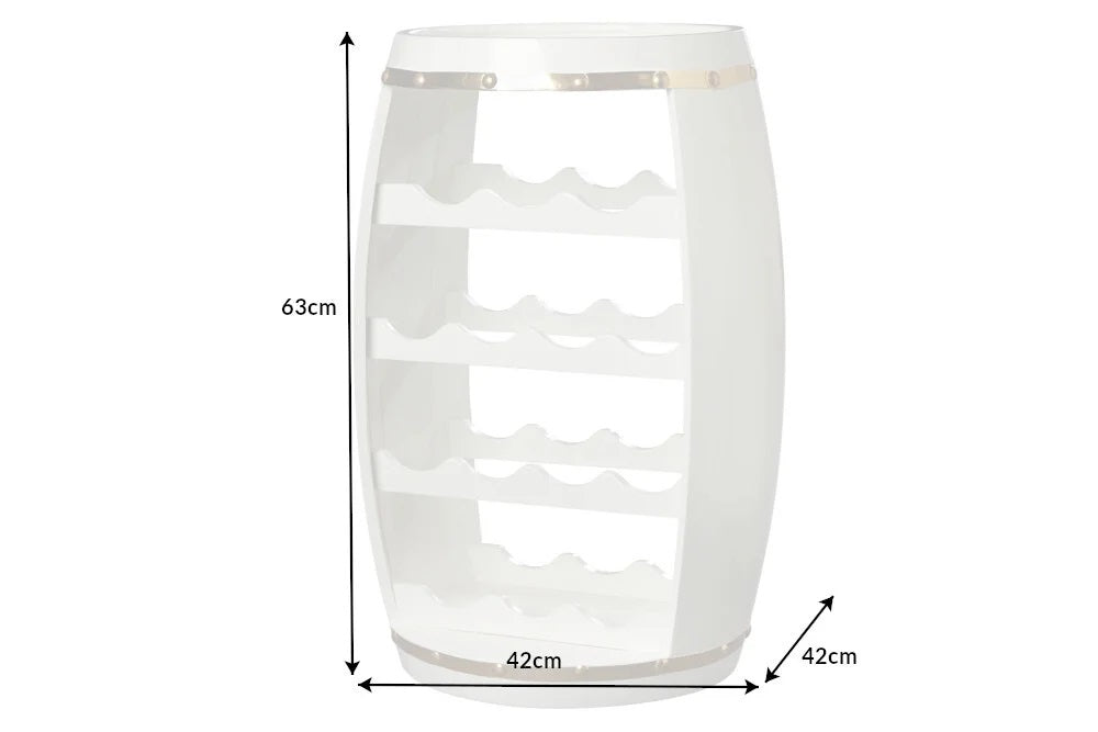 Originelles Flaschenregal BOTELLA 63cm weiss Weinfass Pinienholz
