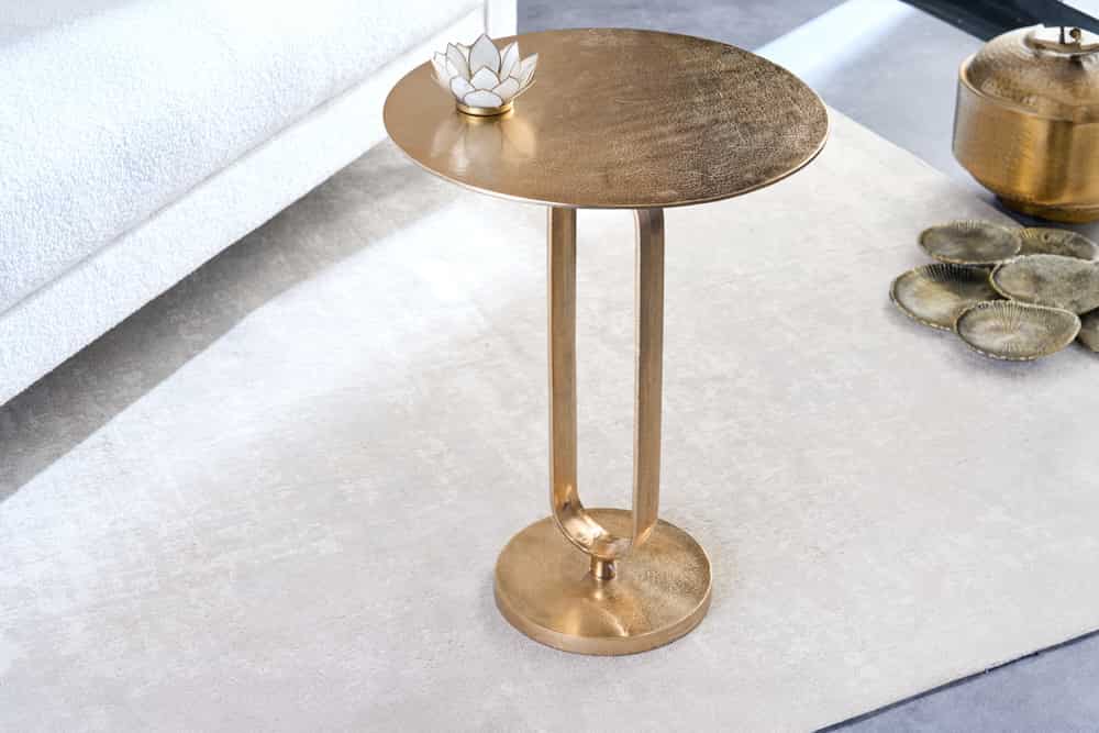 Eleganter Aluminium Beistelltisch GRACE 45x60cm gold Handarbeit