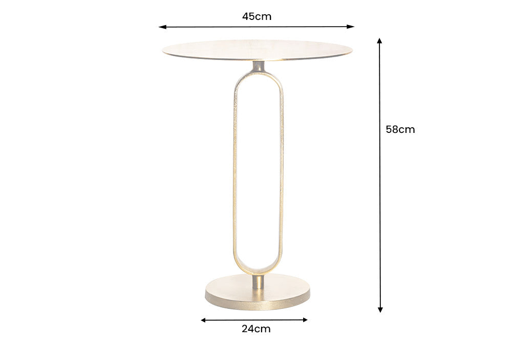 Eleganter Aluminium Beistelltisch GRACE 45x60cm gold Handarbeit