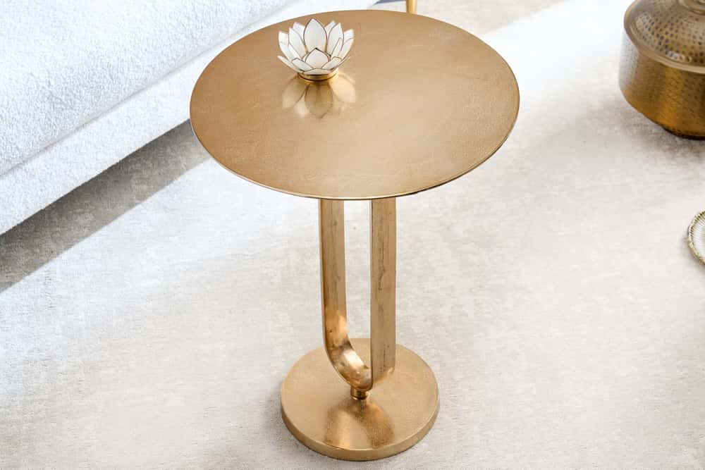 Eleganter Aluminium Beistelltisch GRACE 45x60cm gold Handarbeit