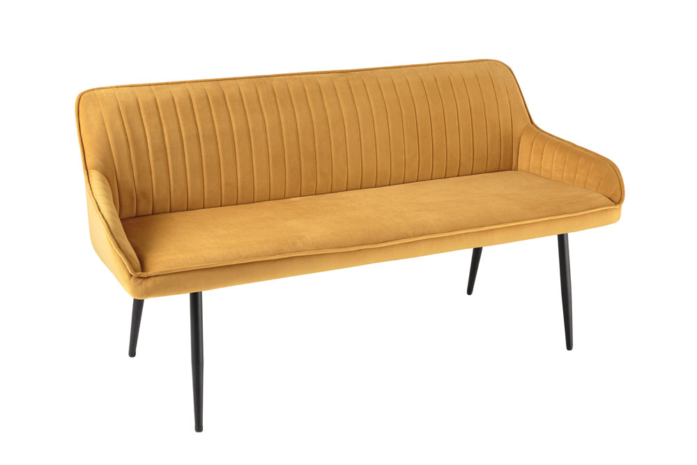 Elegante Sitzbank MILAN ca.160cm Samt senfgelb Armlehnen