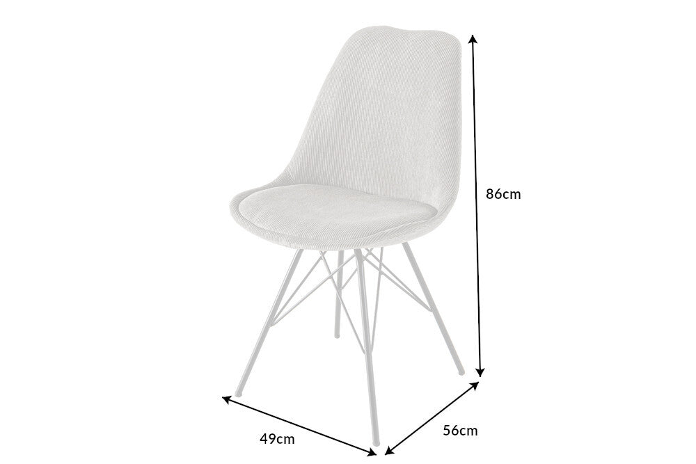 4er Set Design-Klassiker Stuhl NORWAY grün Cord Metallgestell