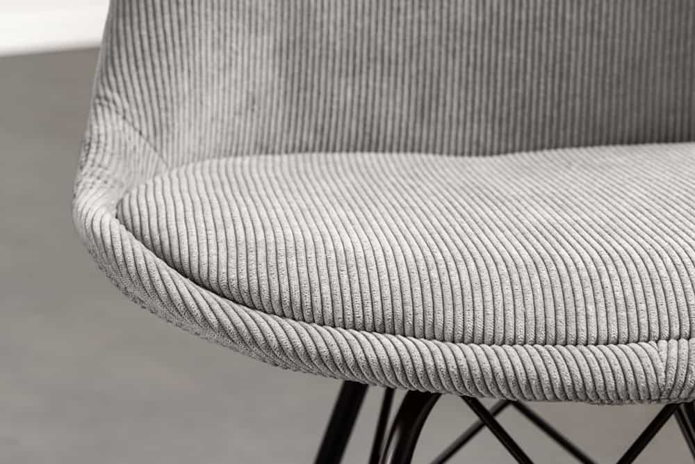 4er Set Design-Klassiker Stuhl NORWAY grau Cord Metallgestell