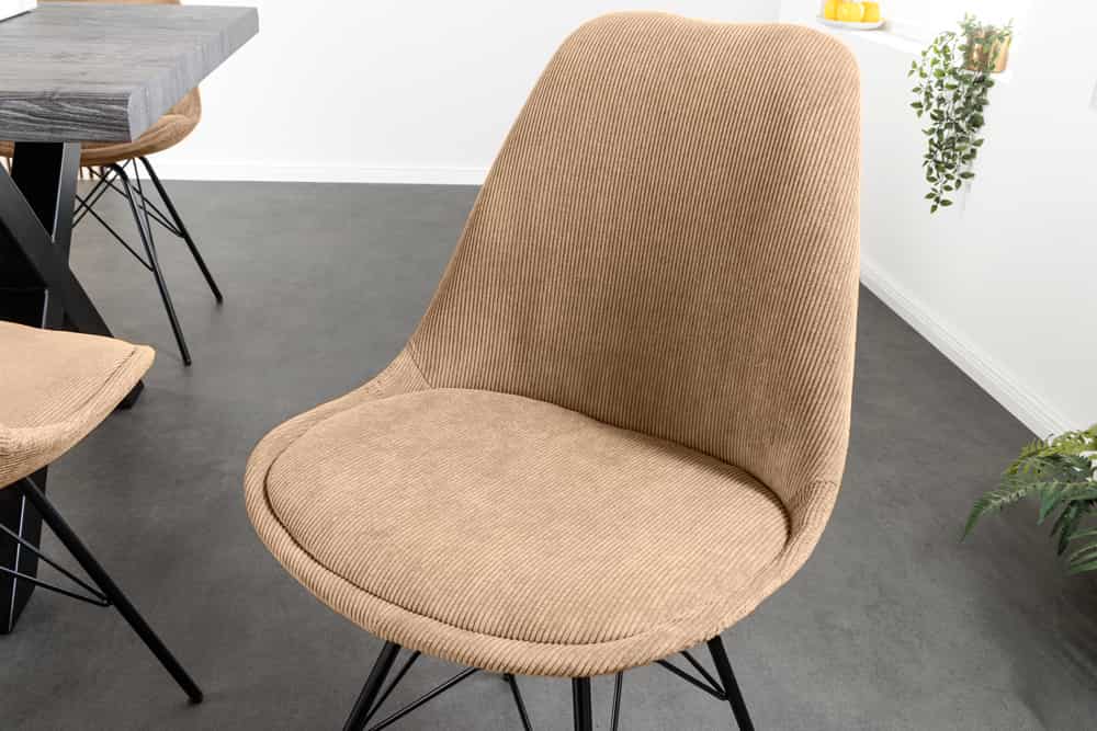 4er Set Design-Klassiker Stuhl NORWAY braun Cord Metallgestell