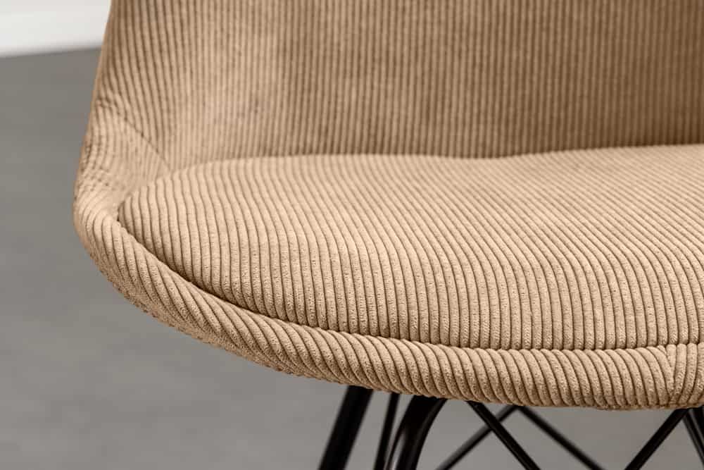 4er Set Design-Klassiker Stuhl NORWAY braun Cord Metallgestell