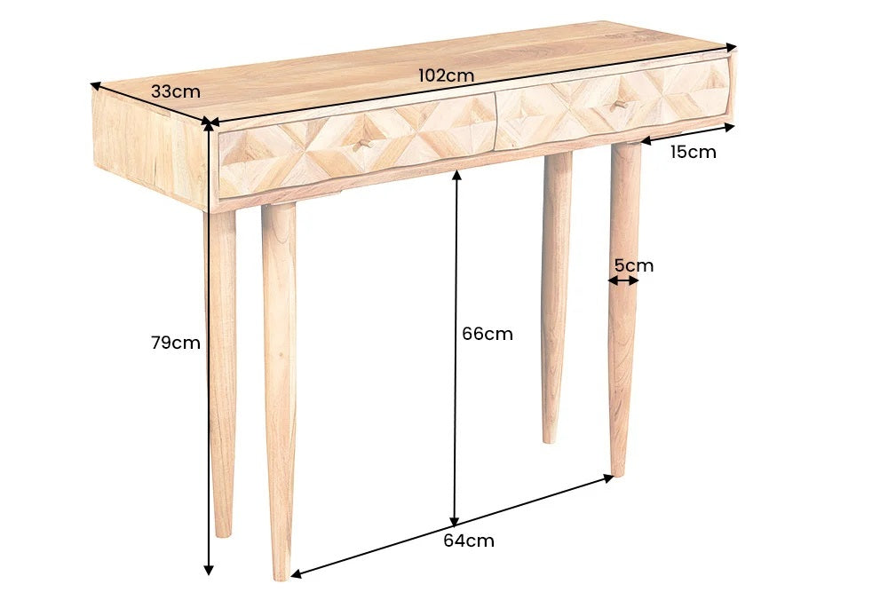 Dekorativer Konsolentisch MOSAICO ca.100cm Akazie Schubladen