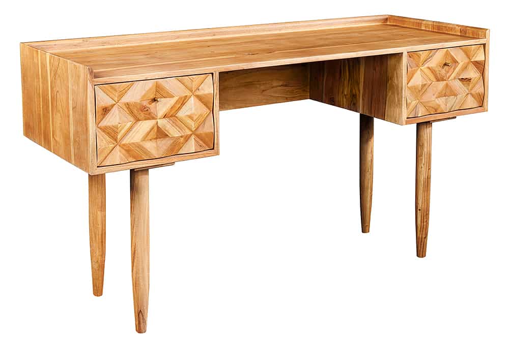 Dekorativer Schreibtisch MOSAICO ca.130cm Akazie Schubladen