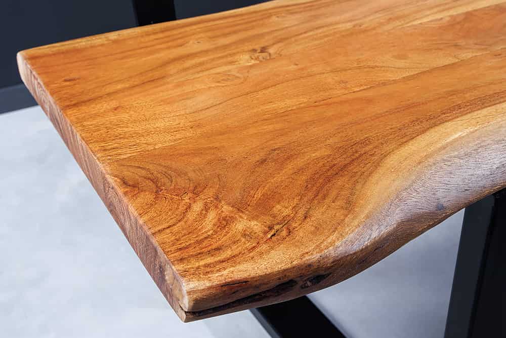Individuelle Sitzbank ARBOL 160cm Akazie natur Baumkante Rückenlehne