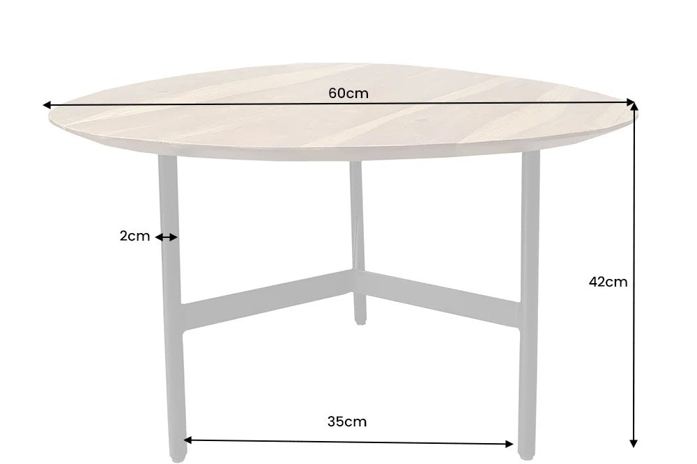 Design Couchtisch BELLEZA 60cm natural Holzmerkmale