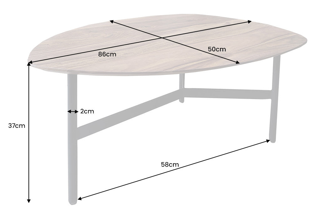 Design Couchtisch BELLEZA 85cm natural Palisander Massivholz