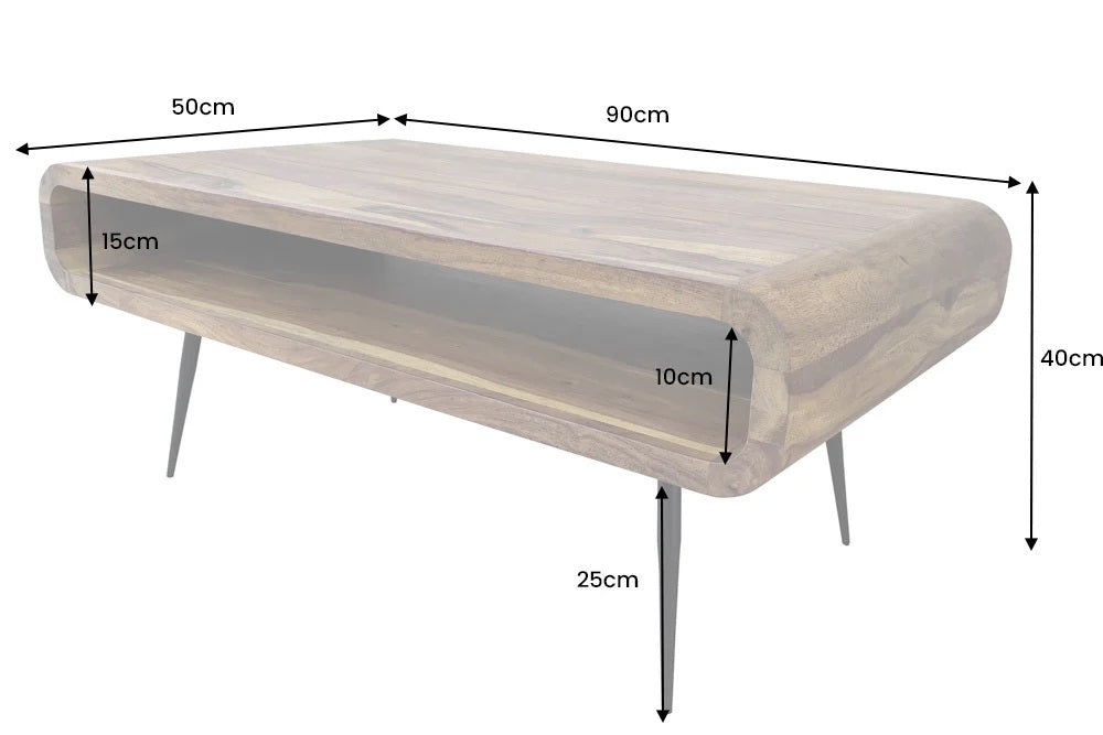 Puristischer Massivholz Couchtisch ALINO 90cm natural Palisander
