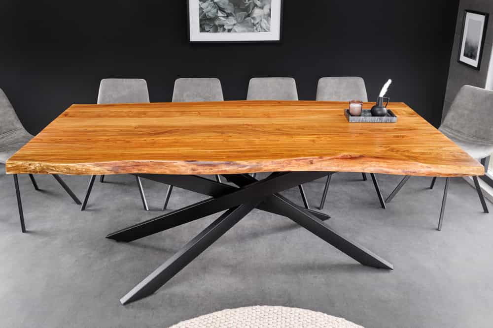Baumkante Esstisch ARBOL 200cm massive 60mm Akazie Design-Gestell