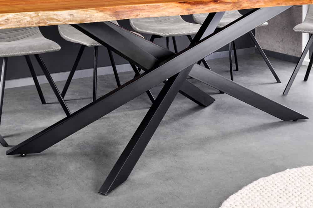 Baumkante Esstisch ARBOL 200cm massive 60mm Akazie Design-Gestell