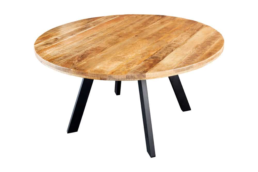 Industrie-Look Esstisch ARTE 145cm rund Mangoholz natural