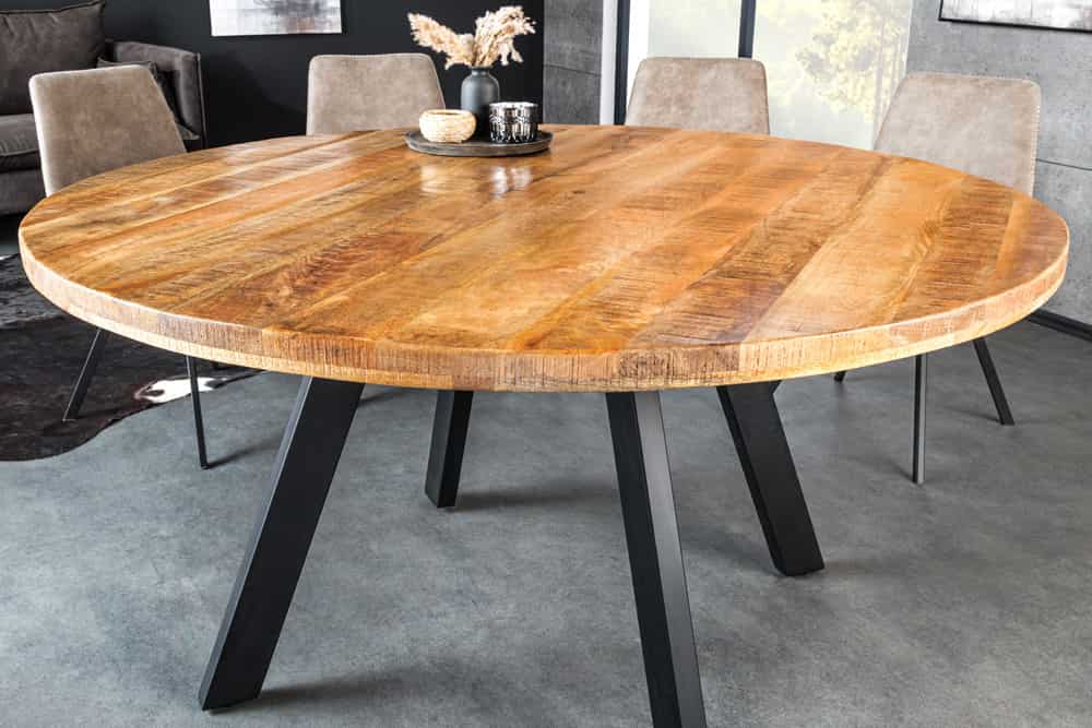 Industrie-Look Esstisch ARTE 145cm rund Mangoholz natural