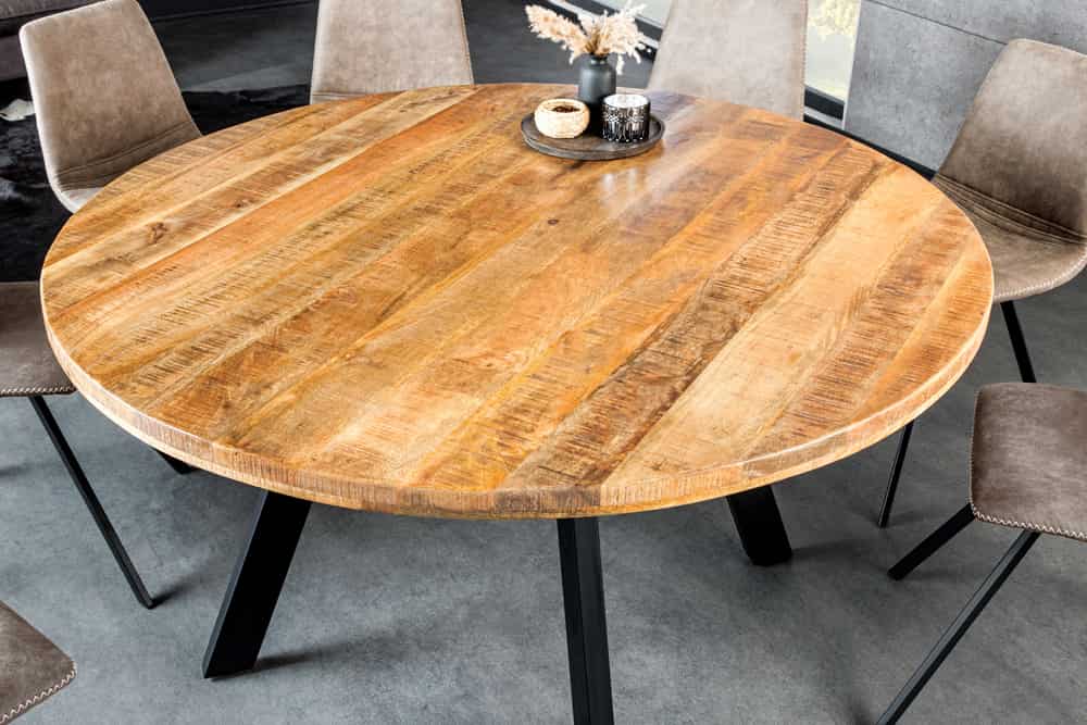 Industrie-Look Esstisch ARTE 145cm rund Mangoholz natural