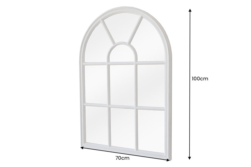 Shabby Chic Rundbogen-Fenster-Spiegel 100cm weiss Landhaus