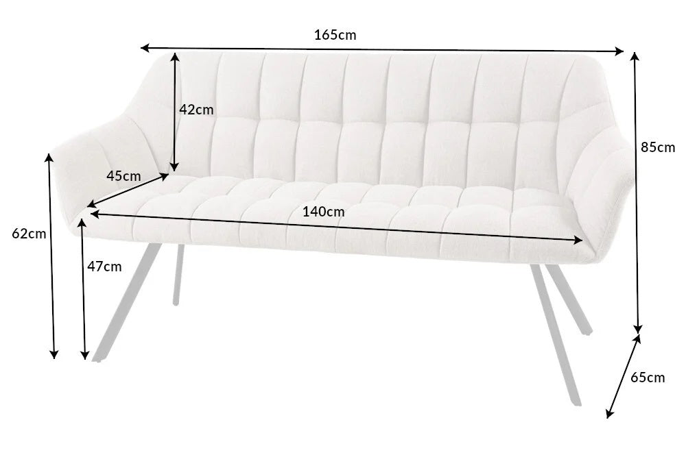 Moderne Sitzbank LYON 165cm mit Lehnen champagner beige