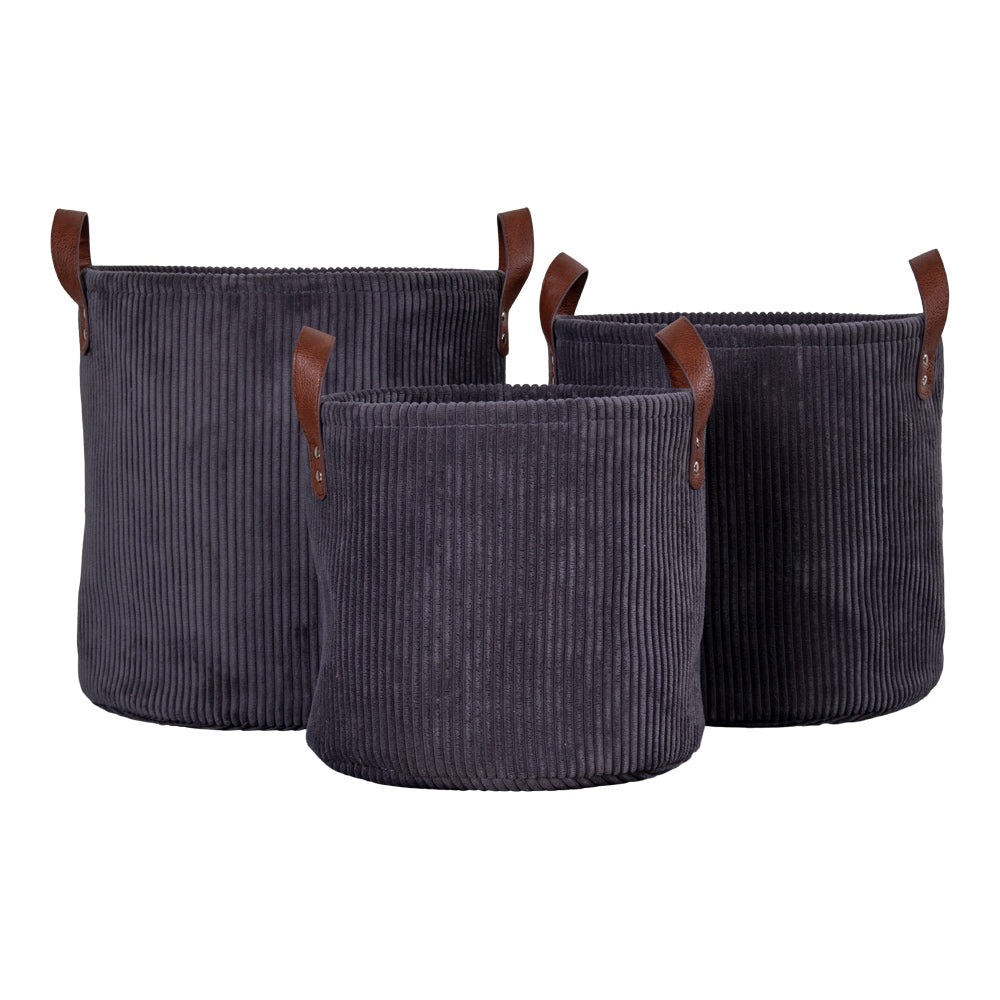 Elegantes Korb-Set (3-tlg.) GUSTA dunkelgrau