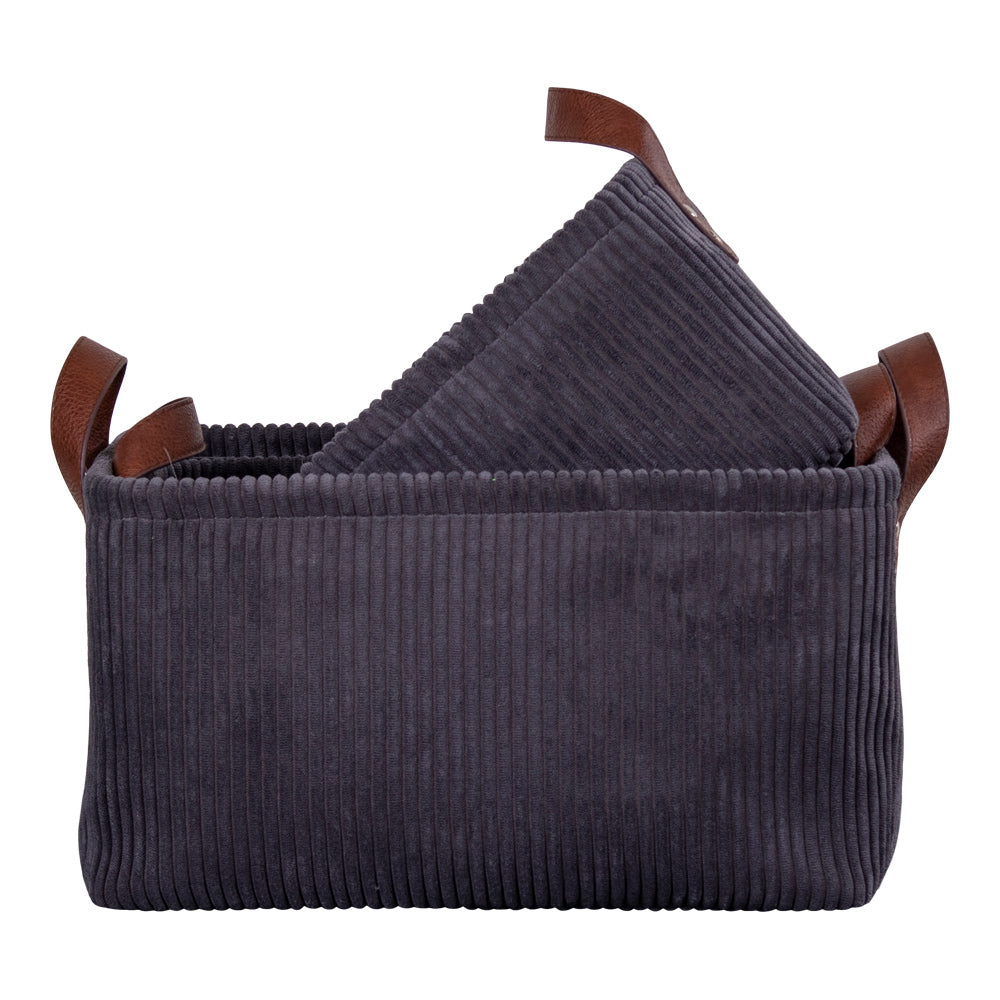 Elegantes 3-tlg. Korb-Set GUSTO grau Cord