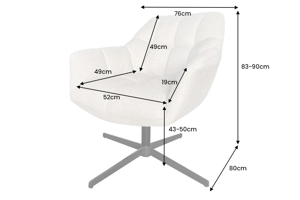 Höhenverstellbarer Drehsessel LYON beige drehbar Metallgestell