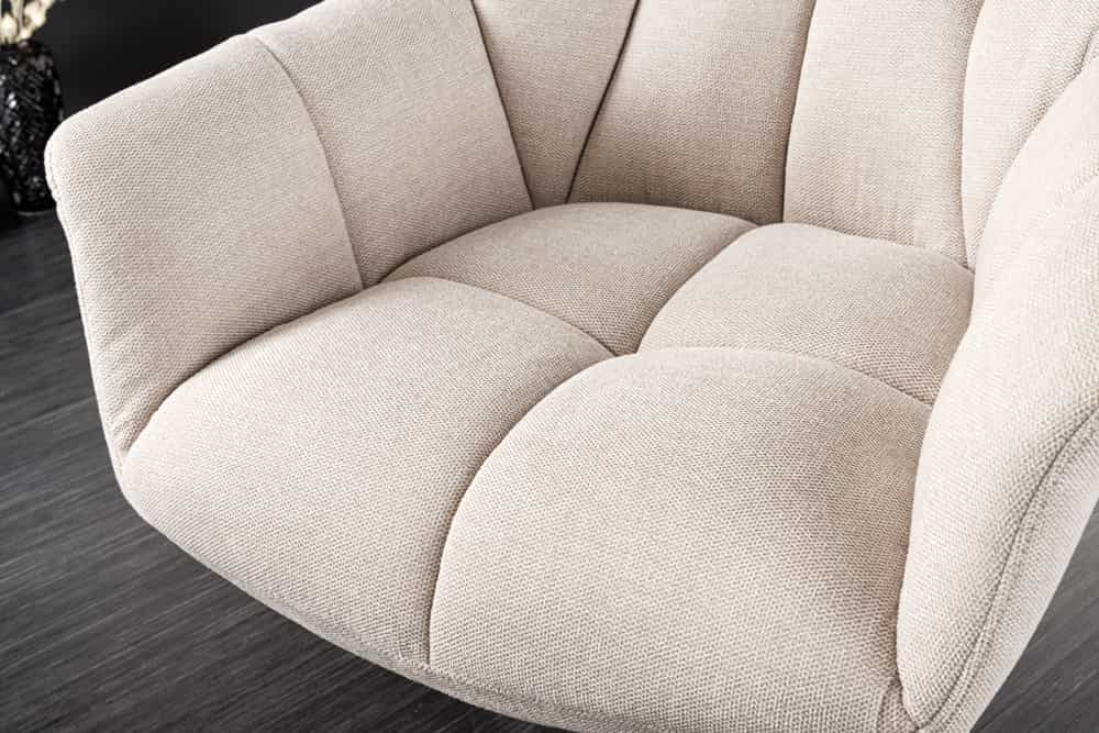 Höhenverstellbarer Drehsessel LYON beige drehbar Metallgestell