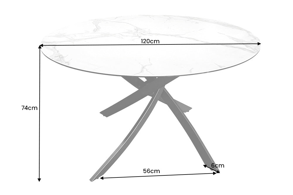 Design Esstisch AMICA 120cm anthrazit Beton-Optik Keramik