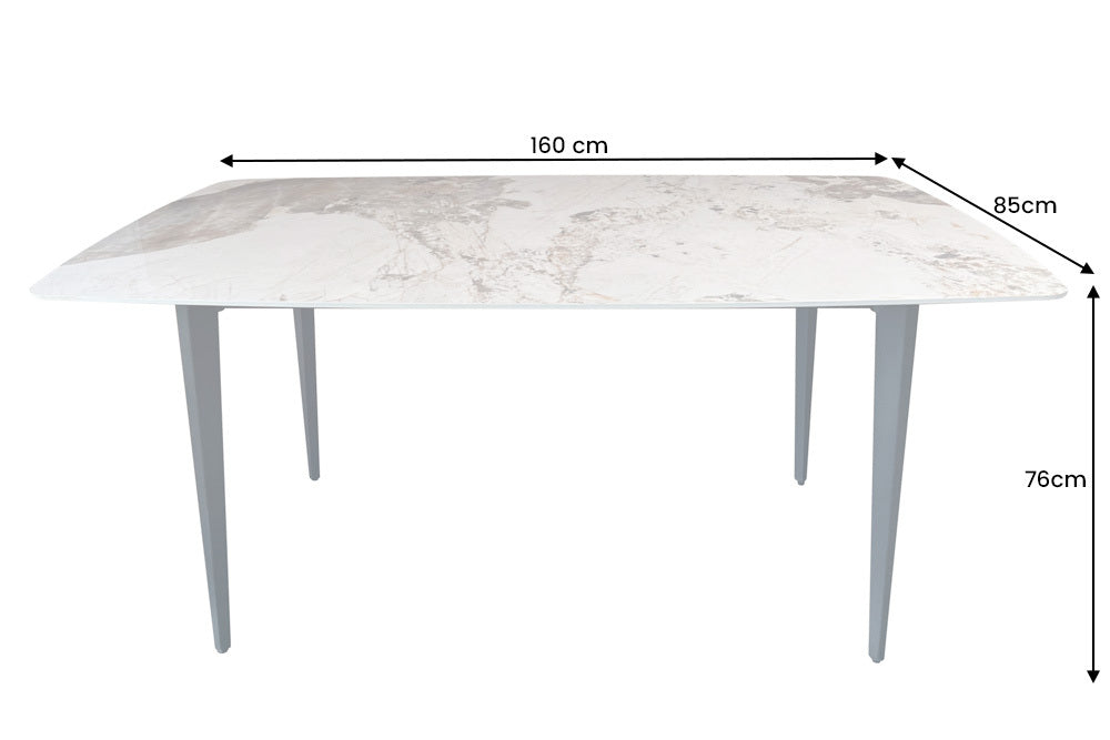 Eleganter Esstisch VENEZIA 160cm weiss Marmor-Optik Keramik