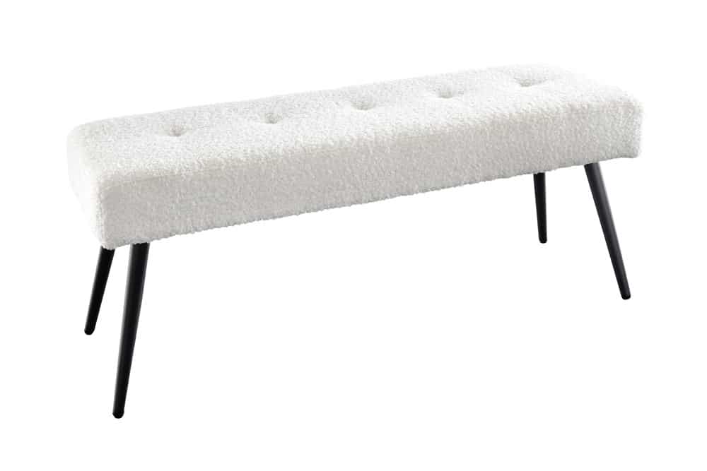 Moderne Sitzbank BELLE 100cm weiss Bouclé Interieur-Tipp