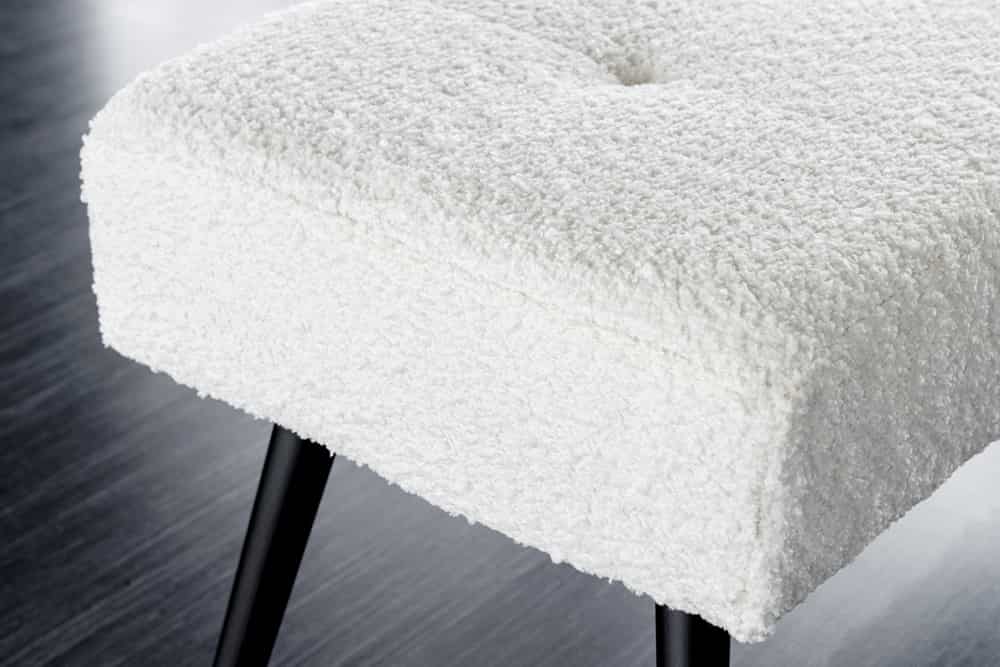 Moderne Sitzbank BELLE 100cm weiss Bouclé Interieur-Tipp